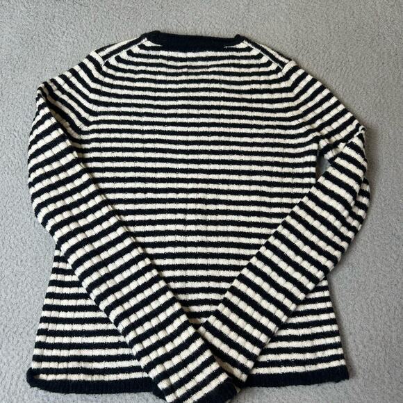 Madewell Sweater Women XXS Black White Striped Wool Alpaca Long Sleeve Pullover - Picture 2 of 9